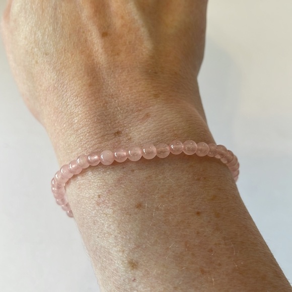 Rose Pink Beaded Stretch Bracelet - Picture 2 of 2